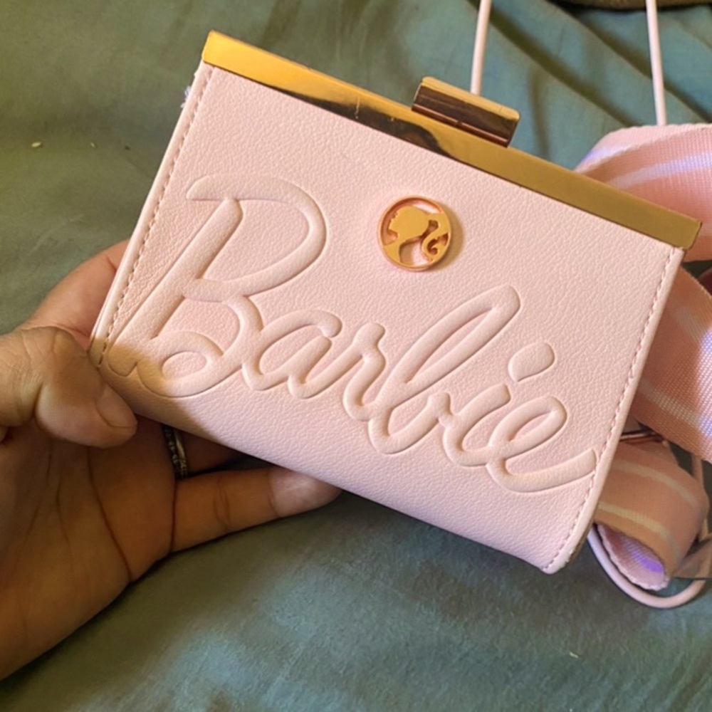 Barbie Loungefly rose gold kisslock wallet
